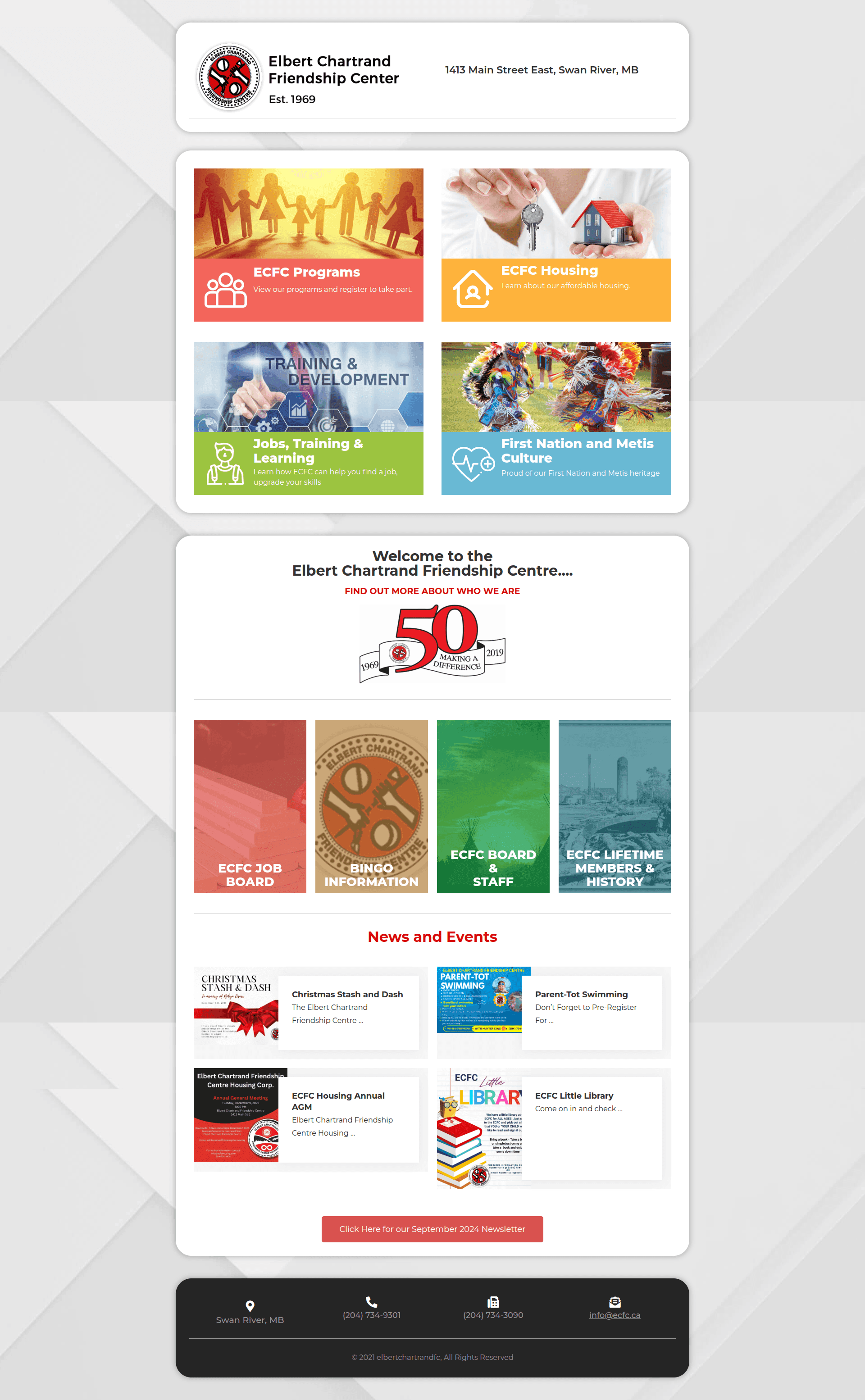 Elbert Chartrand Friendship Centre website showcase