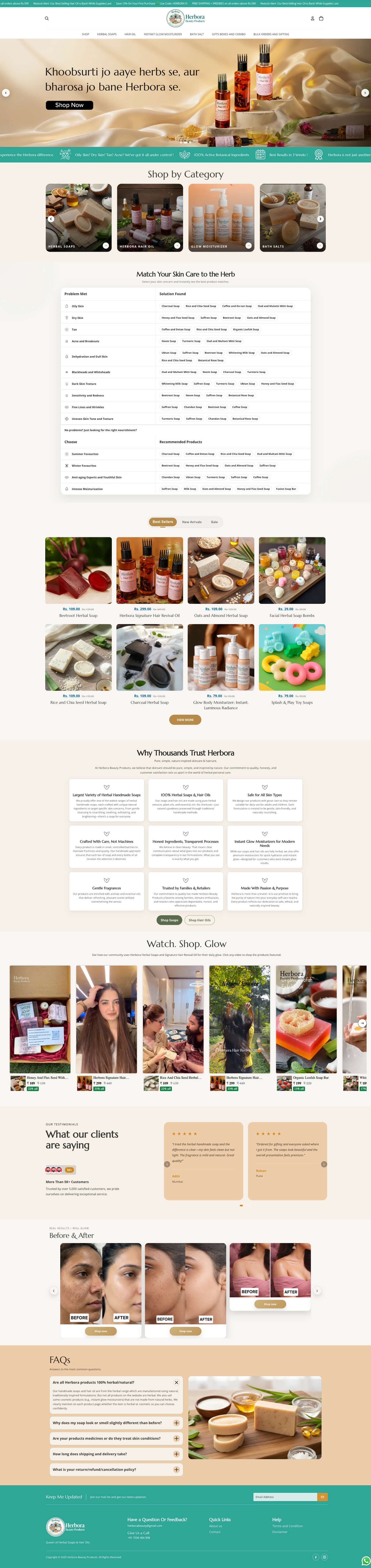 Herbora Beauty online store showcase highlighting product catalogue presentation