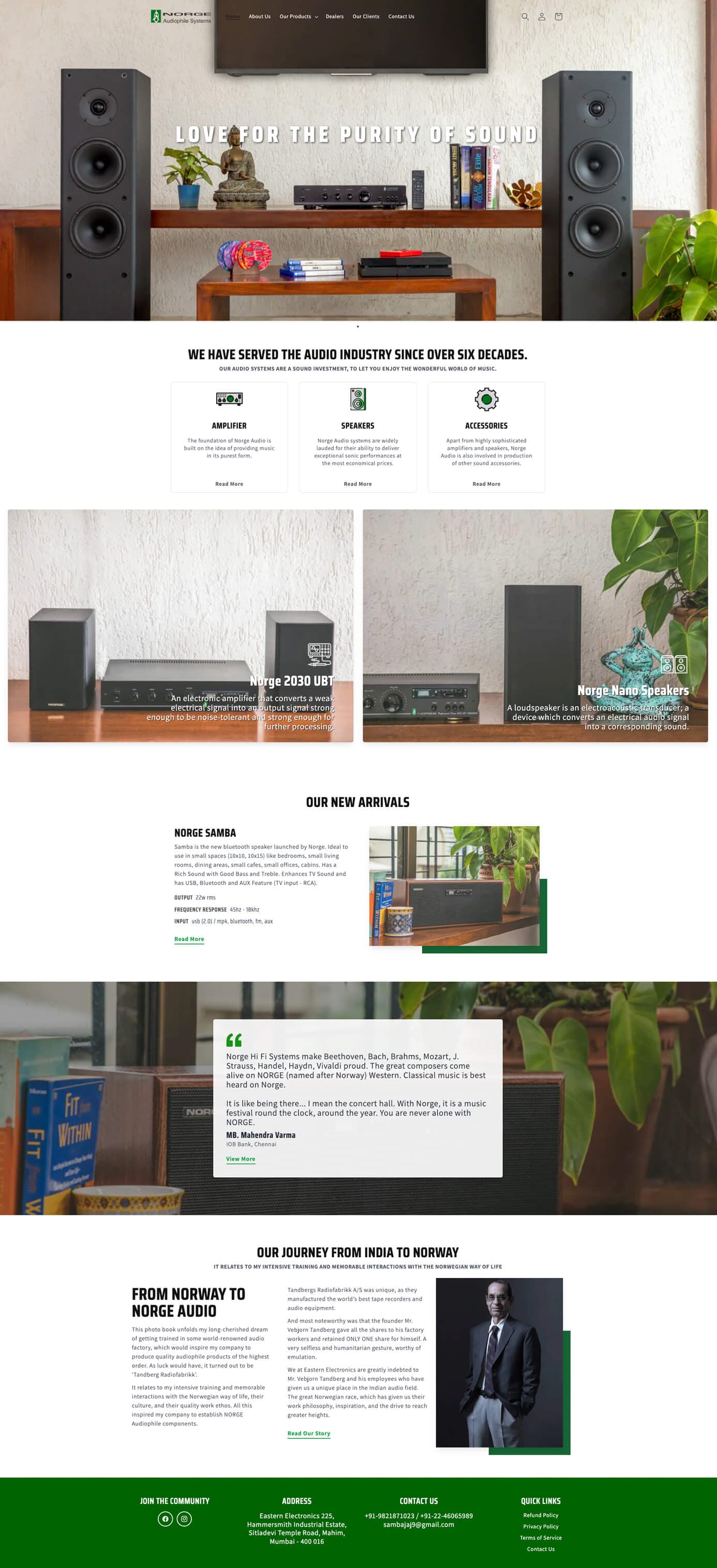 Norge Audio product catalogue and storefront showcase