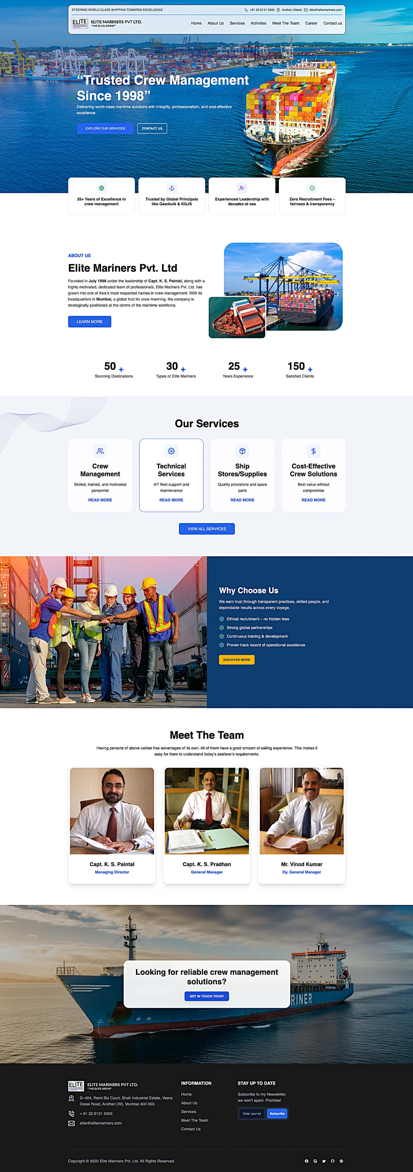 Elite Mariners website showcase
