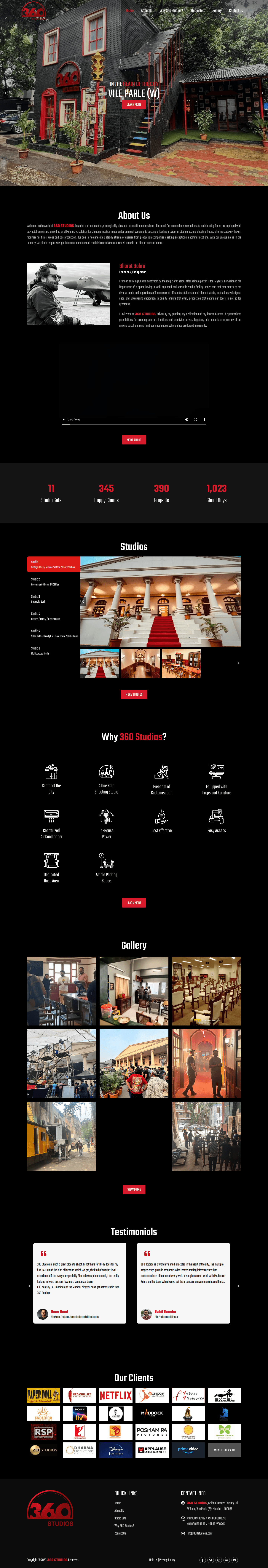 360 Studios website showcase