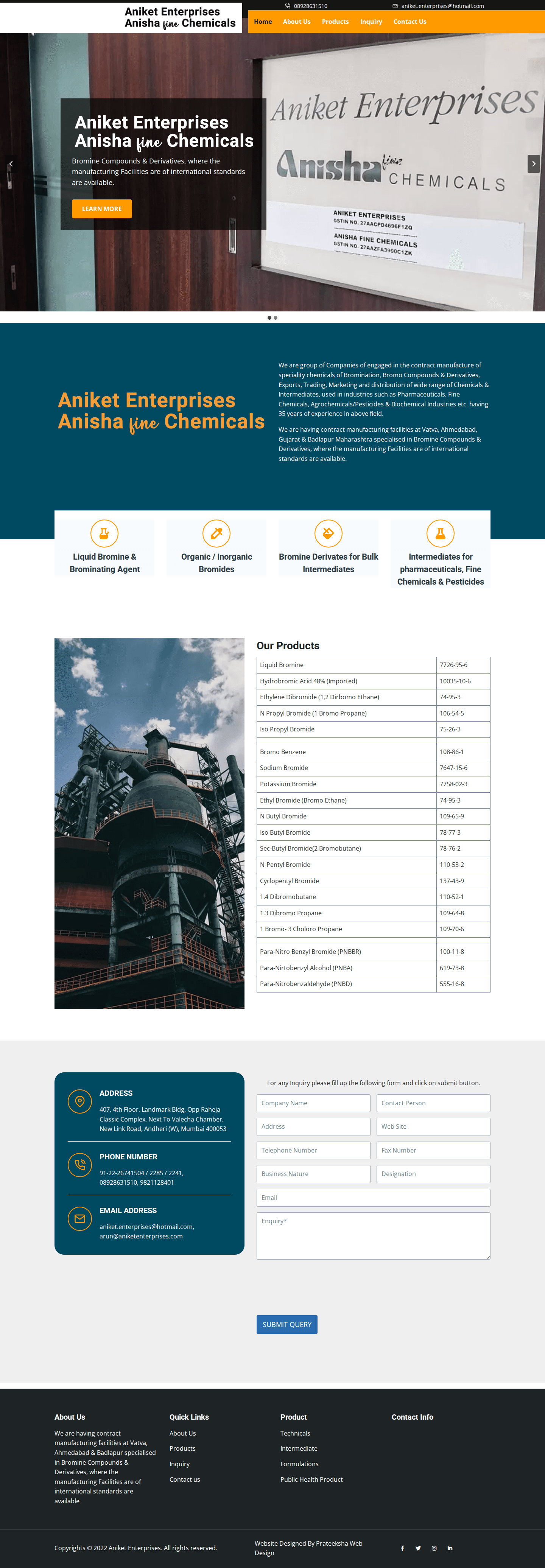 Aniket Enterprises website showcase