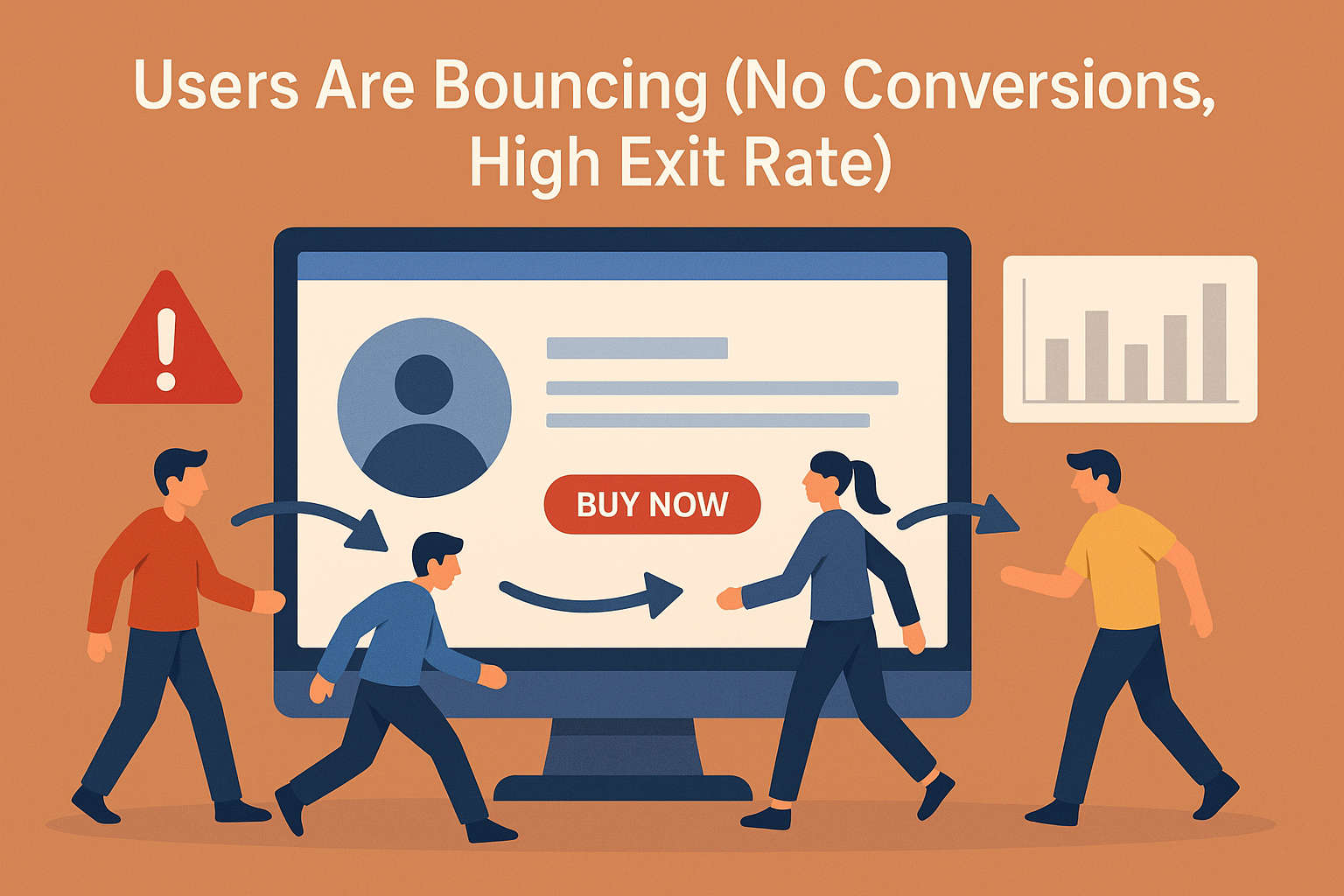Users Are Bouncing (No Conversions, High Exit Rate)