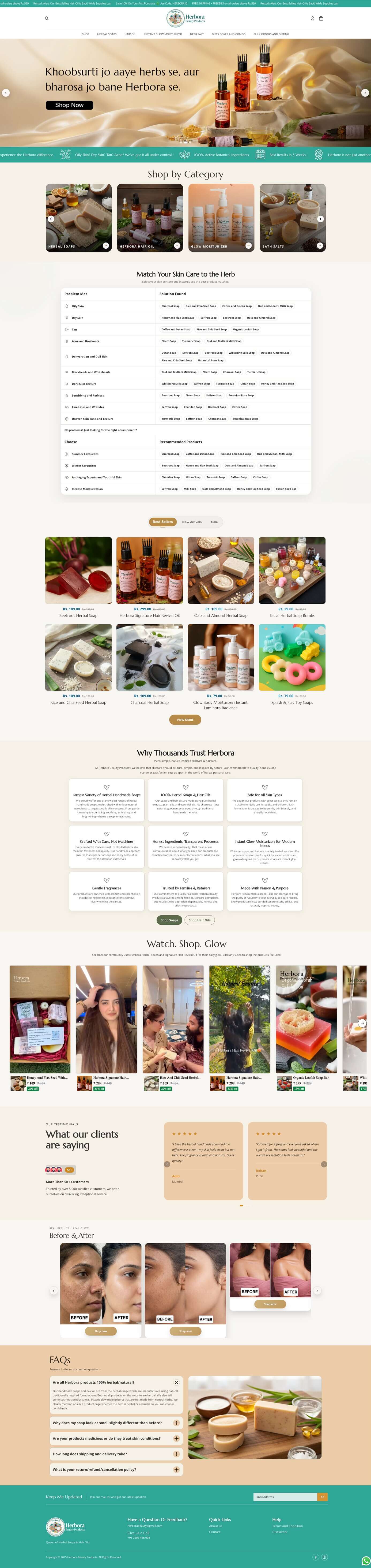 Herbora Beauty website homepage