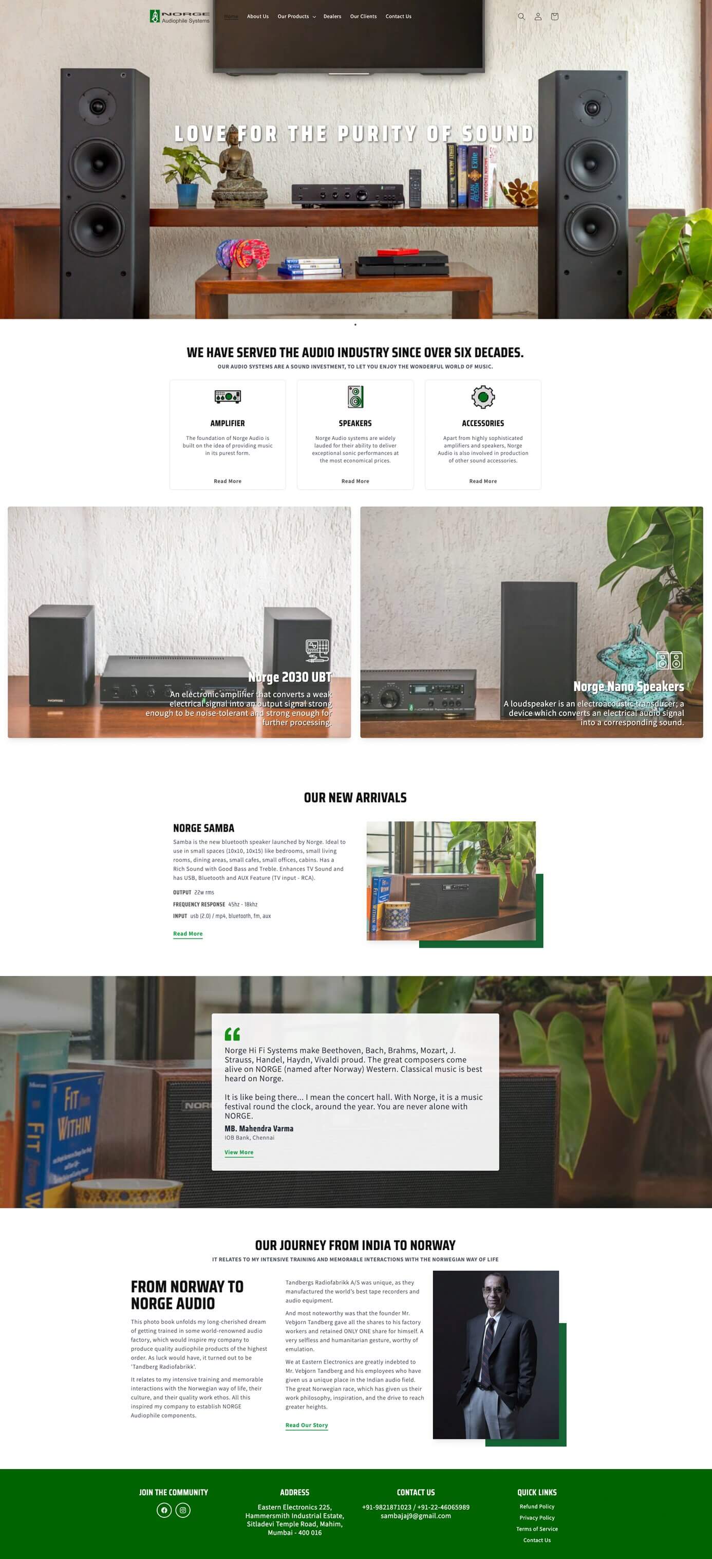 Norge Audio website homepage