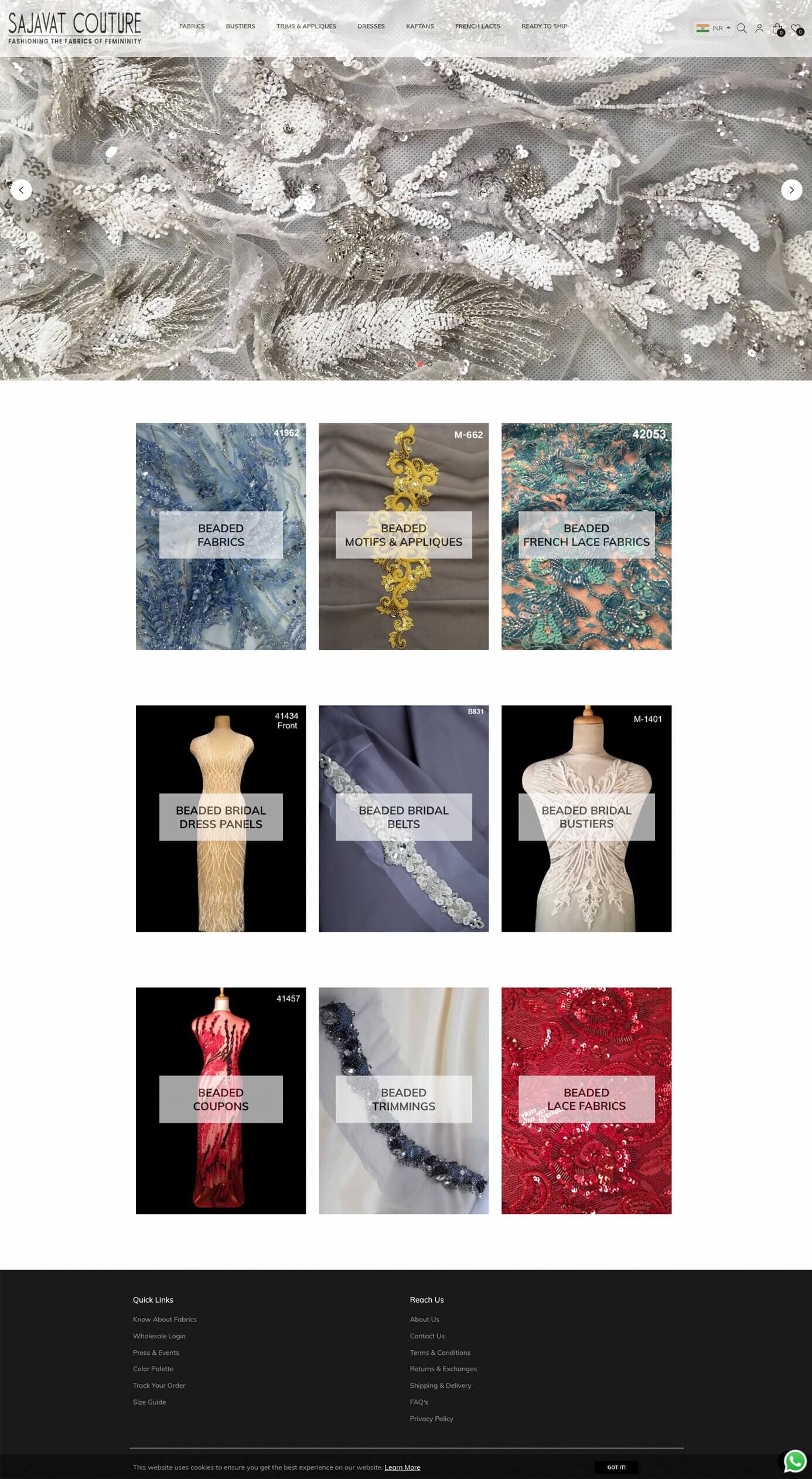 Sajavat Couture website homepage