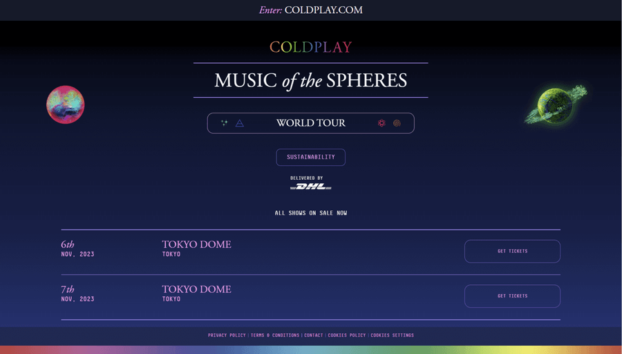 Coldplay - Top 16 Music Websites for Design Inspiration