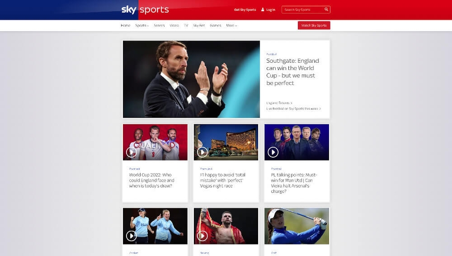 Sky sports-12 Best Sports websites for Design Inspirations